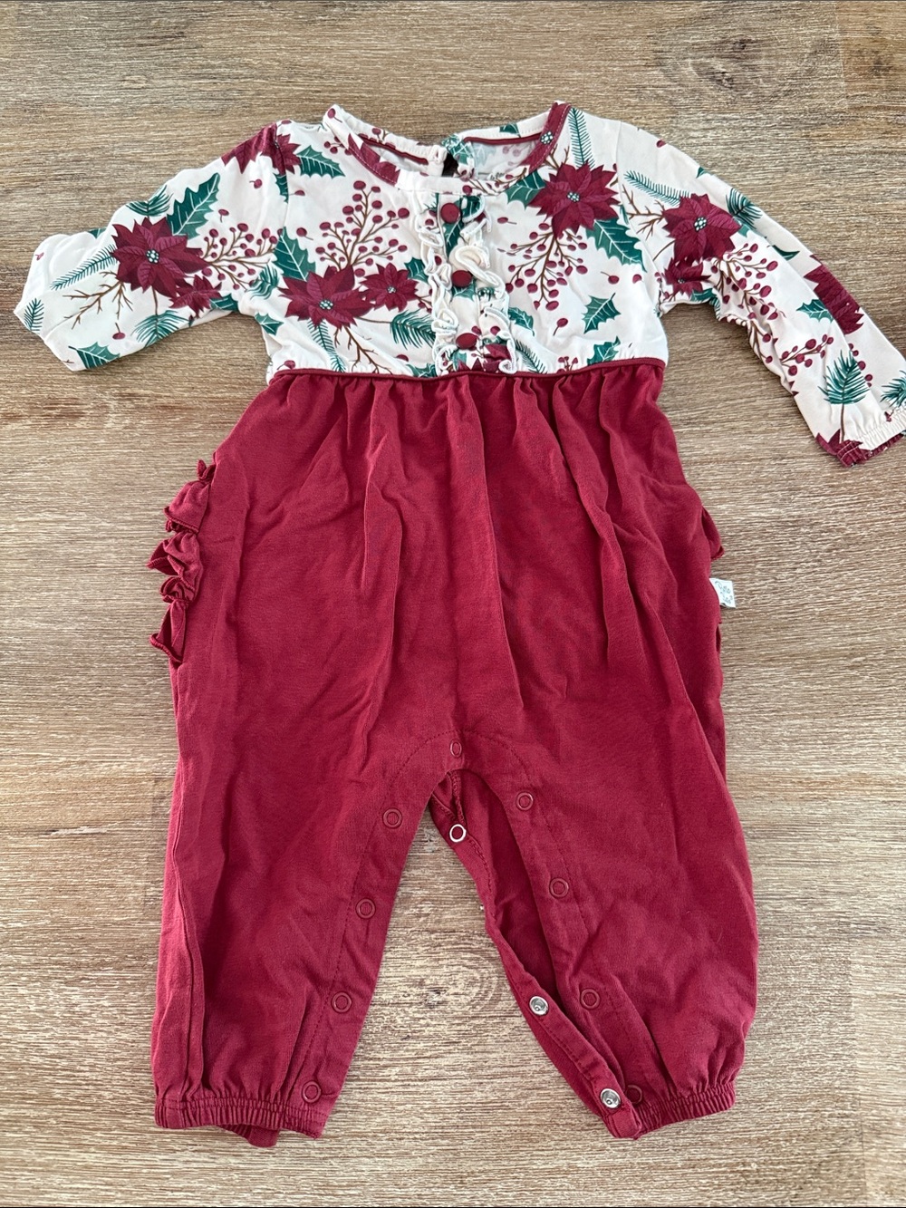 Ruffle Butts Red and White Floral Holiday Romper